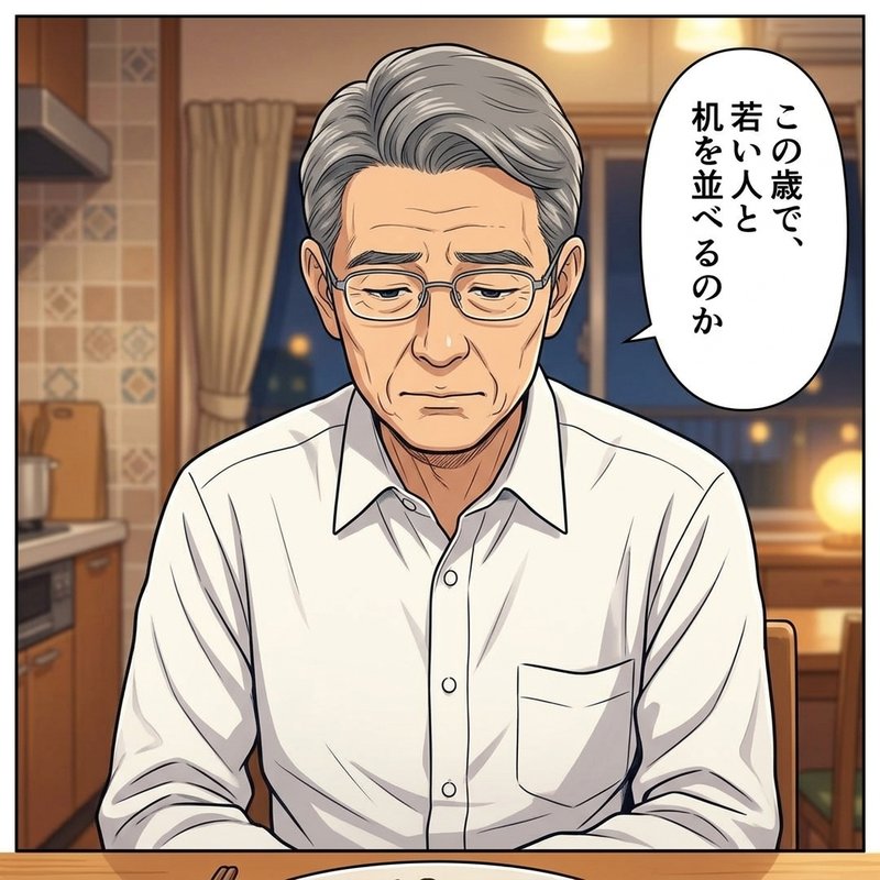 この歳から学び直すことに迷うコウイチ（コマ3）