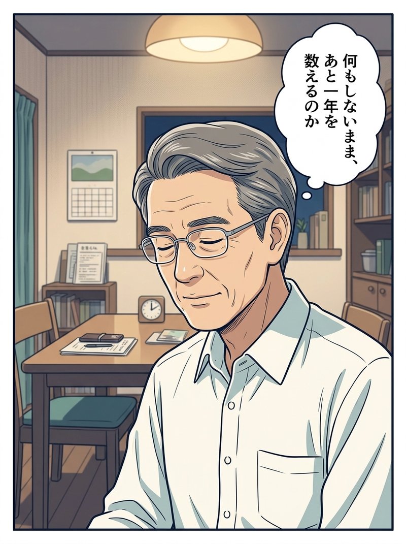この歳から学び直すことに迷うコウイチ（コマ4）