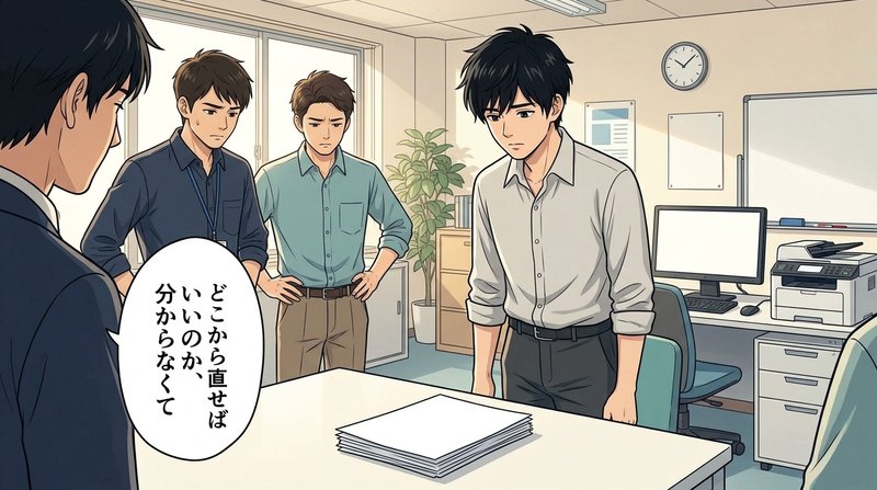 若手に決める人を問いかけるコウイチ（コマ1）